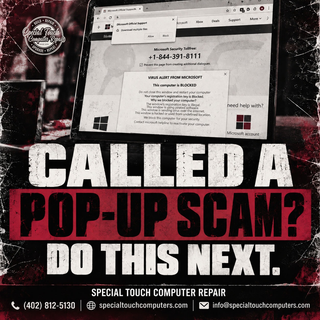 called a pop up scam do this next